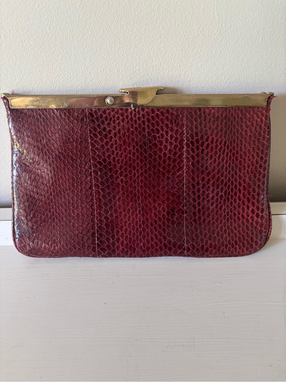 Vintage Etra 1970s Clutch Red Snakeskin
